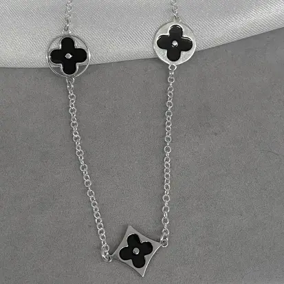 CHOKER 3 VAN CLEEF GEOMETRICOS PRETO 35+5CM